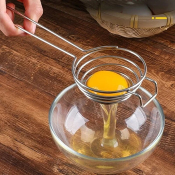 Разделител за белтъци от неръждаема стомана с дълга дръжка Жълтък Разделител за течности за яйца Разделител за яйца Кухненски инструмент за яйца Кухненски аксесоари