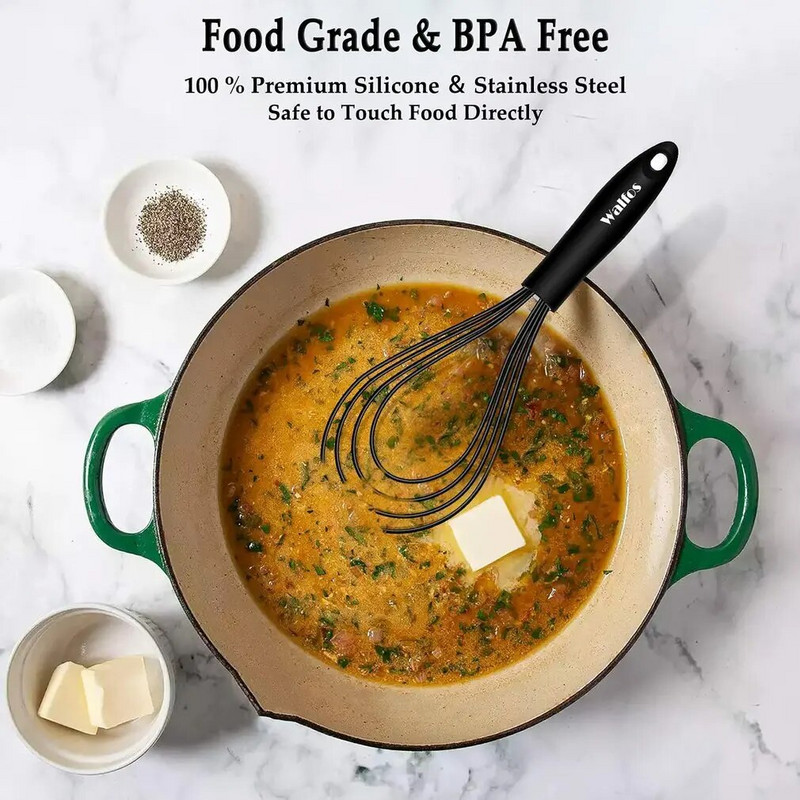 11 colių plokšti silikono plakimo laidai Silikoninis plaktuvas nerūdijantis plienas skirtas maišymui Šluoteles purtymas ir gaminimas Nulinio atliekų dizaino plaktuvas