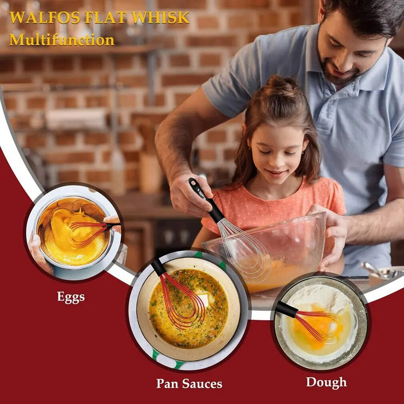 11 colių plokšti silikono plakimo laidai Silikoninis plaktuvas nerūdijantis plienas skirtas maišymui Šluoteles purtymas ir gaminimas Nulinio atliekų dizaino plaktuvas