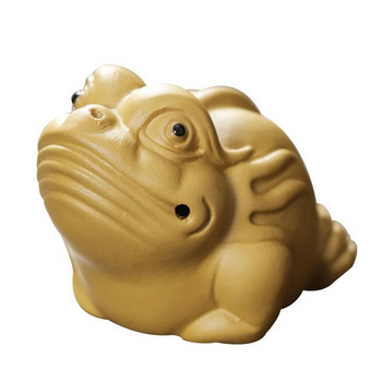 Κινεζική Boutique Μωβ Πηλός Τσάι Μασκότ κατοικίδιων ζώων Golden Toad Tea Figurine Στολίδια Χειροποίητα Crafts Σετ τσαγιού Διακόσμηση Αξεσουάρ
