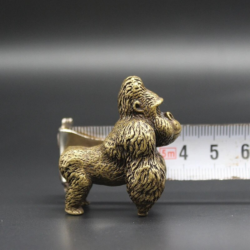 Arbata Pet Bronze Gorilla Dekoratyvinis bronzinis menas Arbatos rinkinio priedai arbatos augintinio molis 4,2x2,8x3,8cm