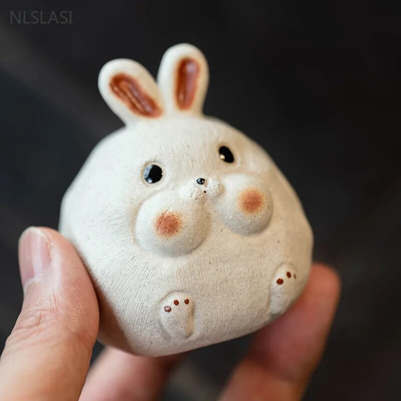 Retro violetinė molio arbata Gyvūnėlis Kiniškas Zodiakas Triušis Statula Gyvūnų Arbata Figūrėlės Papuošalai Staliniai amatai Arbatos rinkinio priedai