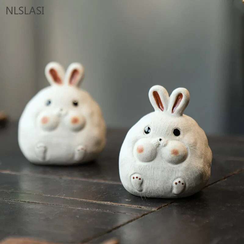 Retro violetinė molio arbata Gyvūnėlis Kiniškas Zodiakas Triušis Statula Gyvūnų Arbata Figūrėlės Papuošalai Staliniai amatai Arbatos rinkinio priedai