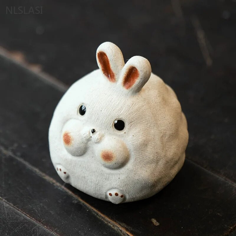 Retro violetinė molio arbata Gyvūnėlis Kiniškas Zodiakas Triušis Statula Gyvūnų Arbata Figūrėlės Papuošalai Staliniai amatai Arbatos rinkinio priedai