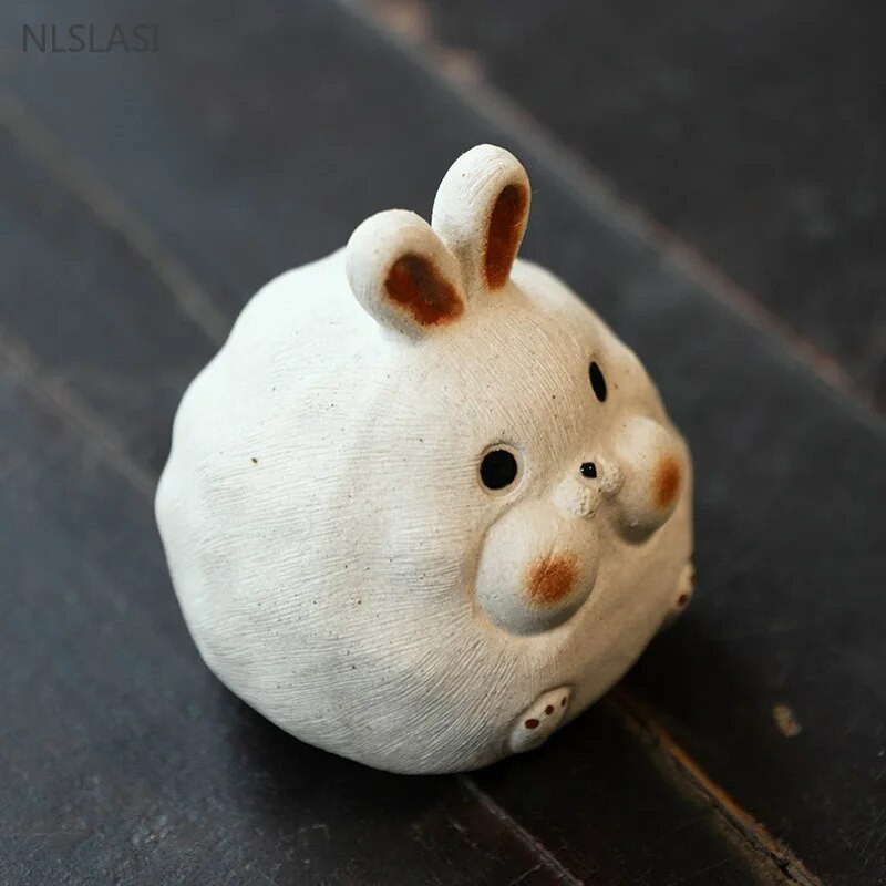 Retro violetinė molio arbata Gyvūnėlis Kiniškas Zodiakas Triušis Statula Gyvūnų Arbata Figūrėlės Papuošalai Staliniai amatai Arbatos rinkinio priedai