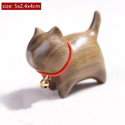 Boutique Juodmedžio kačiuko arbatos gyvūnėlis Rankomis raižyti mieli gyvūnų papuošalai Stalinis medžio masyvo skulptūra Amatai Arbatos stalo dekoravimas