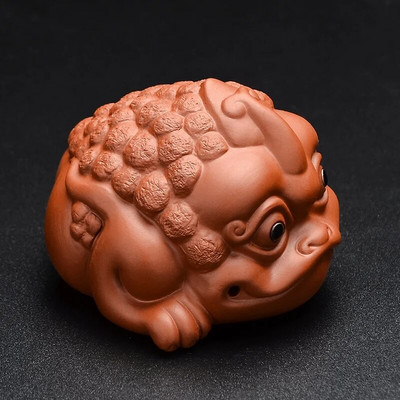 1 vnt. rankų darbo auksinės rupūžės statula Violetinė molio arbata Pet Lucky Animal Arbata Figūrėlės Papuošalai Boutique arbatos rinkinio dekoravimo amatai