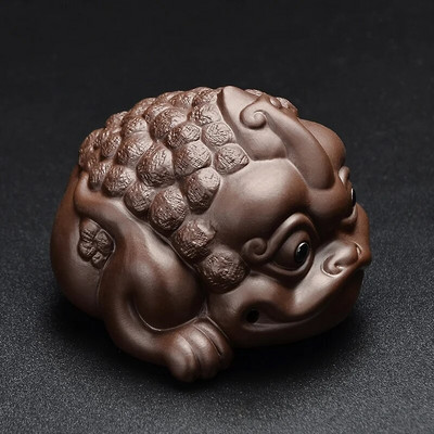 1 vnt. rankų darbo auksinės rupūžės statula Violetinė molio arbata Pet Lucky Animal Arbata Figūrėlės Papuošalai Boutique arbatos rinkinio dekoravimo amatai