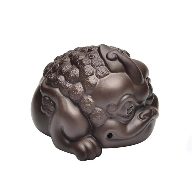 1 vnt. rankų darbo auksinės rupūžės statula Violetinė molio arbata Pet Lucky Animal Arbata Figūrėlės Papuošalai Boutique arbatos rinkinio dekoravimo amatai