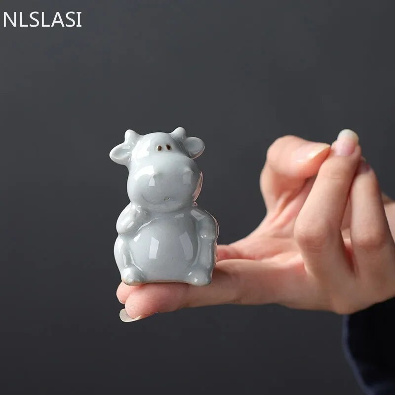 1 buc. Ornamente din ceramică pentru animale de companie Statuie de animale Figurină de ceai Boutique Acasă Ceremonie de decorare a ceaiului Accesorii Artizanat din ceramică