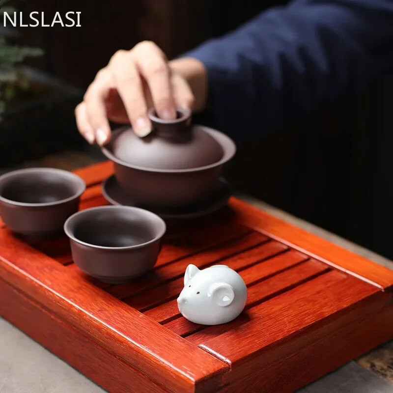1 buc. Ornamente din ceramică pentru animale de companie Statuie de animale Figurină de ceai Boutique Acasă Ceremonie de decorare a ceaiului Accesorii Artizanat din ceramică