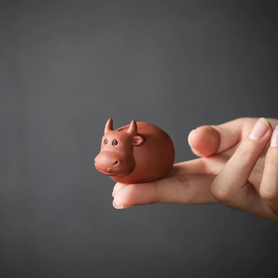 1 ks Ručne vyrobené mini končeky prstov Fialové hlinené čajové domáce zvieratá Roztomilé sošky dobytka Ozdoby Boutique Čajový stôl Dekorácie Doplnky Remeslá