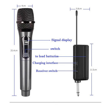 Καραόκε Ασύρματο μικρόφωνο Dynamic VHF Handheld Professional Mic For Sing Party Speech Church Club Show Αίθουσα συσκέψεων Αρχική