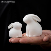 Kūrybingas keramikos mielas zuikio dekoras Mini arbata Pet Decor Gyvūnų skulptūra Amatai Arbatos stalo papuošalai Tradiciniai arbatos priedai