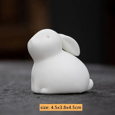 Kūrybingas keramikos mielas zuikio dekoras Mini arbata Pet Decor Gyvūnų skulptūra Amatai Arbatos stalo papuošalai Tradiciniai arbatos priedai
