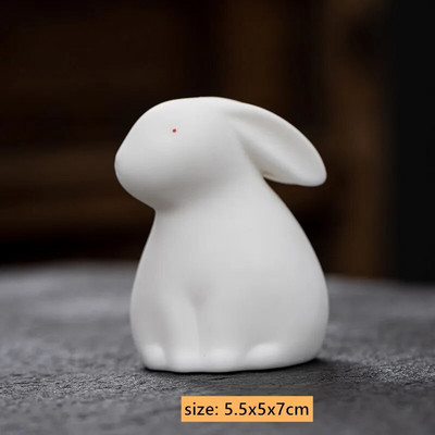 Kūrybingas keramikos mielas zuikio dekoras Mini arbata Pet Decor Gyvūnų skulptūra Amatai Arbatos stalo papuošalai Tradiciniai arbatos priedai