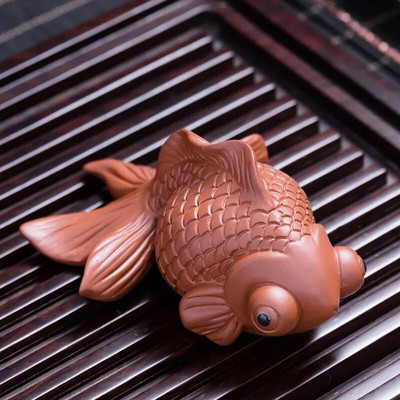 Violetinės molio arbatos rinkinys arbatos augintiniams, žuvies modelis, arbatos priedai, N003