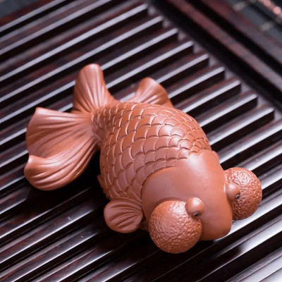 Violetinės molio arbatos rinkinys arbatos augintiniams, žuvies modelis, arbatos priedai, N003