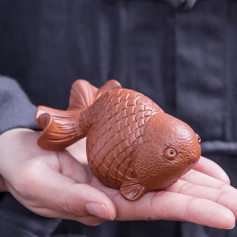 Violetinės molio arbatos rinkinys arbatos augintiniams, žuvies modelis, arbatos priedai, N003