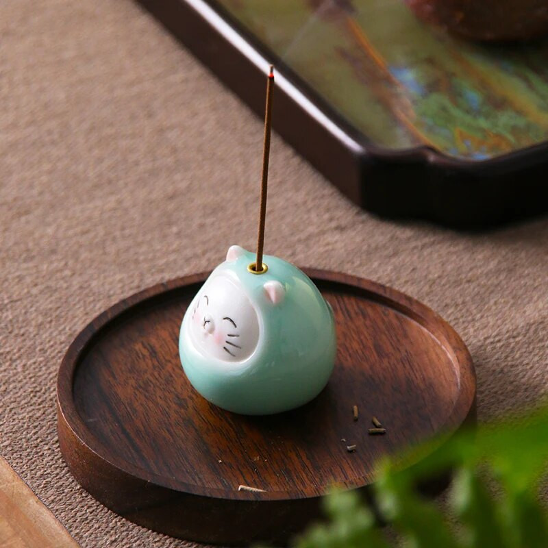 Keraminis kačių ornamentas Celadon smilkalų indas namų dekoracijos Kung Fu smilkalų priedai