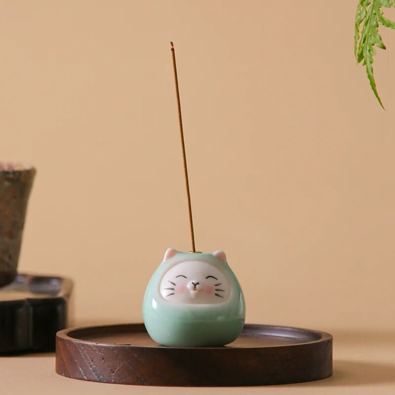 Keraminis kačių ornamentas Celadon smilkalų indas namų dekoracijos Kung Fu smilkalų priedai