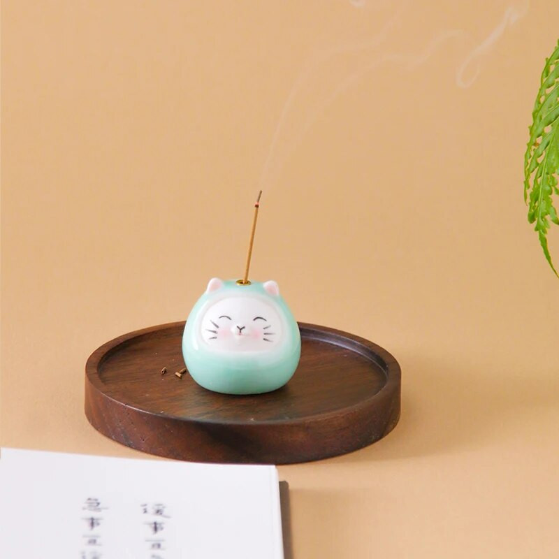 Keraminis kačių ornamentas Celadon smilkalų indas namų dekoracijos Kung Fu smilkalų priedai