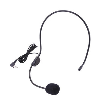Мини кабелен 3,5 мм микрофон за носене на глава за усилвател на гласа, намаляване на шума, микрофон, слушалка, лента за глава, преносима слушалка за лекция, обучение