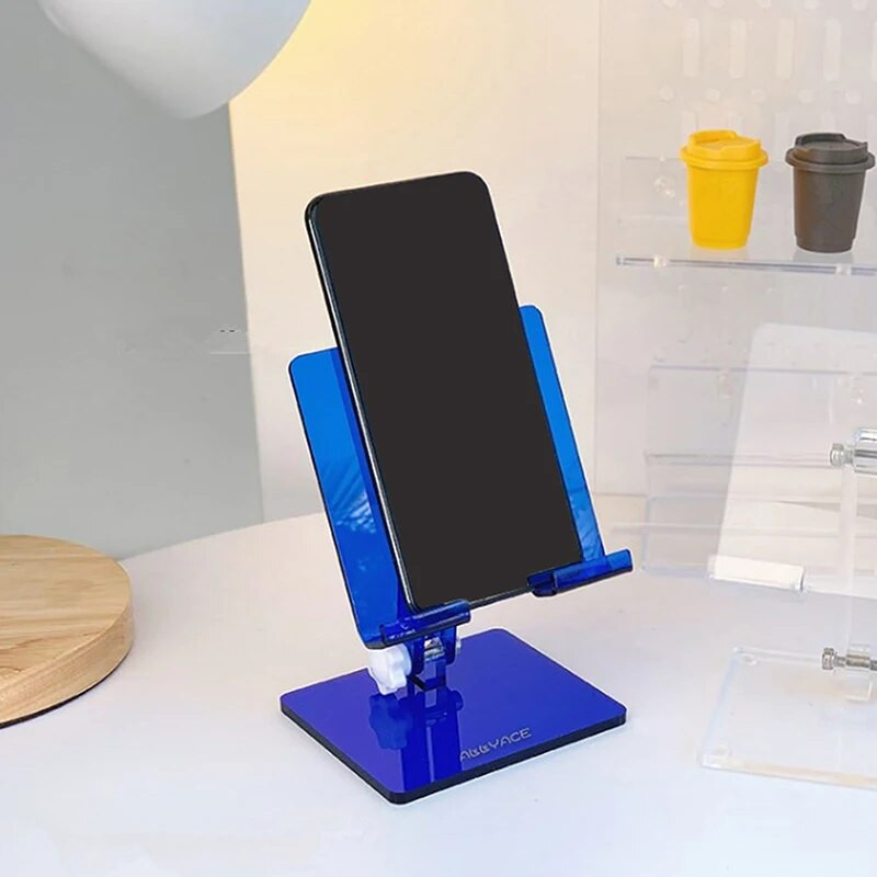 Akrilo planšetinio kompiuterio stovas, reguliuojamas sulankstomas skaidrus laikiklis, skirtas mobiliajam telefonui