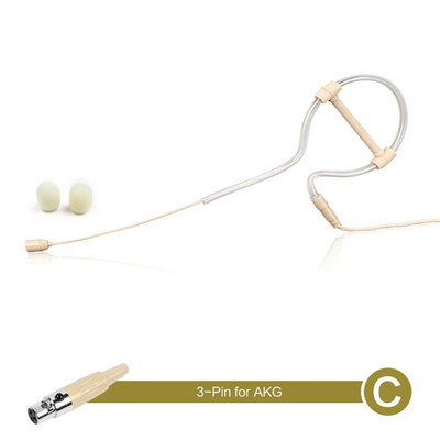 Smėlio spalvos vienos ausies kabliuko ausinės Mikrofonas su galva mikrofonas, valdymas laisvų rankų įranga 3,5 mm 3 kontaktų 4 kontaktų XLR kištukas su mikrofono dangteliu