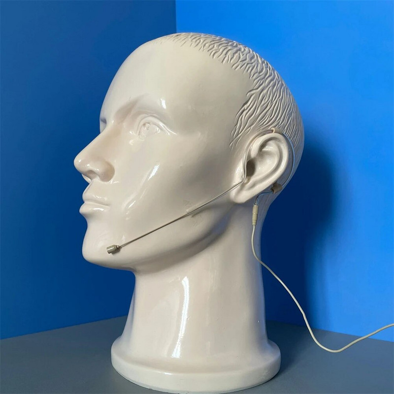 Smėlio spalvos vienos ausies kabliuko ausinės Mikrofonas su galva mikrofonas, valdymas laisvų rankų įranga 3,5 mm 3 kontaktų 4 kontaktų XLR kištukas su mikrofono dangteliu