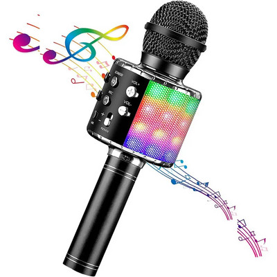 Vaikiškas nešiojamasis Bluetooth garsiakalbis, profesionalus pilnas karaoke mikrofonas, balso keitiklis, garso įrašymo įrenginys su belaidžiu mikrofonu