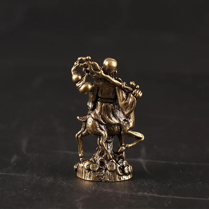 Ķīniešu tējas galda noformējums Vara tēja Mājdzīvnieku rotājumi Tēja Māksla Dekorācija Ilgmūžības Dievs Amatniecība Misiņa tējas trauki Dāvanas ZC575