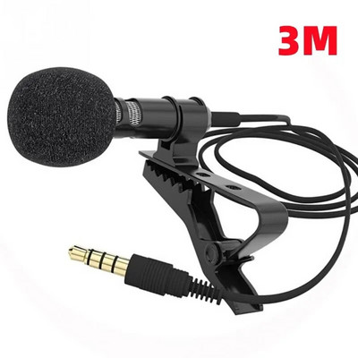 Pre hovorenie z mobilného telefónu počas prednášok 1,5 m/3 m držiak na vokálny audio mikrofón na klopu 3,5 mm mikrofónny klip na kravatu s golierom