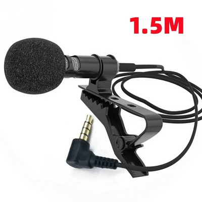 Pre hovorenie z mobilného telefónu počas prednášok 1,5 m/3 m držiak na vokálny audio mikrofón na klopu 3,5 mm mikrofónny klip na kravatu s golierom