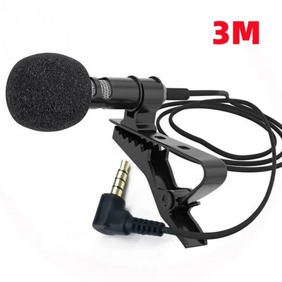 Pre hovorenie z mobilného telefónu počas prednášok 1,5 m/3 m držiak na vokálny audio mikrofón na klopu 3,5 mm mikrofónny klip na kravatu s golierom