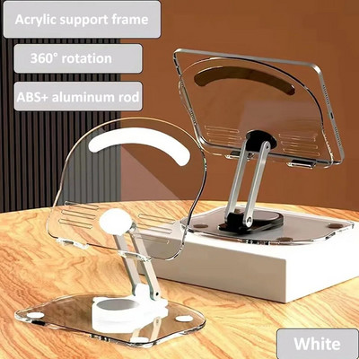 Suport pentru tabletă acrilic rotativ 360° pentru iPad Pro Air Mini Suport reglabil de birou pliabil anti-alunecare pentru iPad de 4,7-13 inci