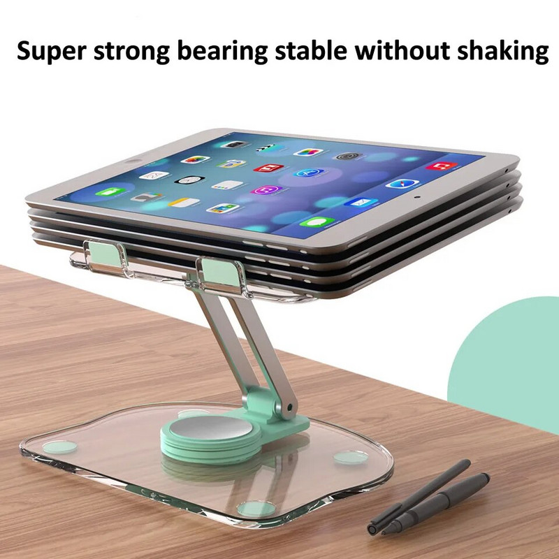 Suport pentru tabletă acrilic rotativ 360° pentru iPad Pro Air Mini Suport reglabil de birou pliabil anti-alunecare pentru iPad de 4,7-13 inci
