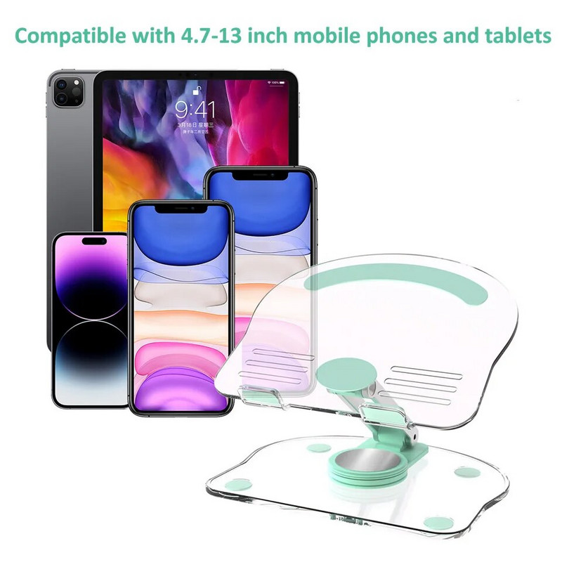 Suport pentru tabletă acrilic rotativ 360° pentru iPad Pro Air Mini Suport reglabil de birou pliabil anti-alunecare pentru iPad de 4,7-13 inci