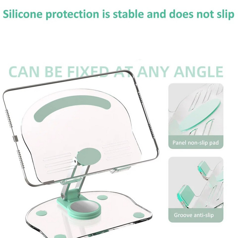 Suport pentru tabletă acrilic rotativ 360° pentru iPad Pro Air Mini Suport reglabil de birou pliabil anti-alunecare pentru iPad de 4,7-13 inci