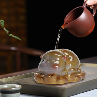 Arbata Pet Cat Mielas kačiukas, keičiantis spalvą arbatos mylėtojams Dovanų ornamentas Gyvūno figūrėlė svetainei Padėklas Knygų spinta Namų dekoravimas