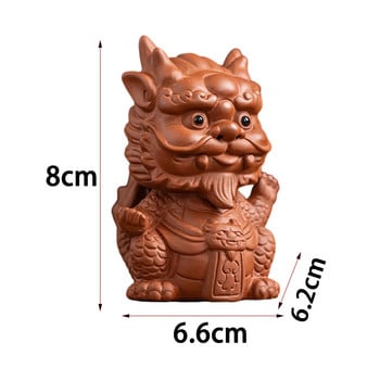 Статуя на Pixiu Мини фигурка на домашен любимец с китайски дракон и чай за аксесоар за всекидневна
