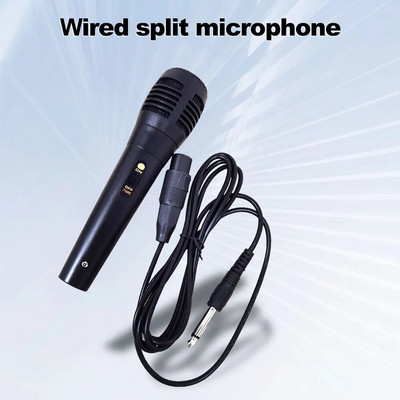 3,5 мм жичен микрофон Преносим удароустойчив обществен предавател KTV Караоке Сцена Ръчен мегафон с 6,5 мм адаптер (черен)