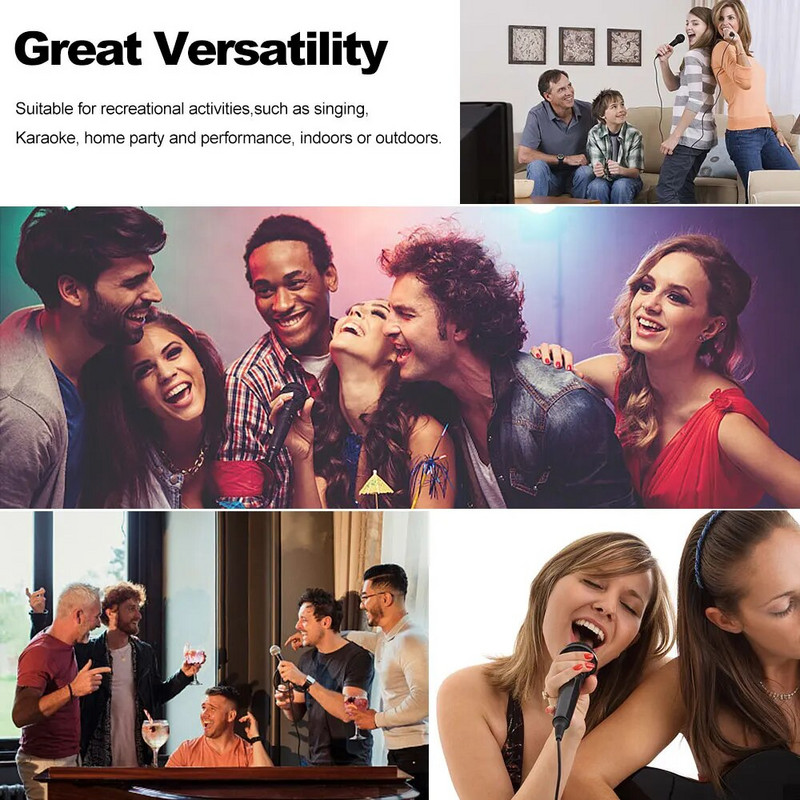 3,5 mm laidinis mikrofonas, nešiojamasis smūgiams atsparus viešasis siųstuvas KTV karaoke scenos rankinis megafonas su 6,5 mm adapteriu (juodas)