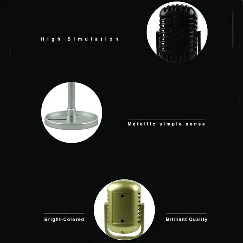 Modeliavimo rekvizitai Mikrofonas Klasikinis retro dinaminis vokalinis mikrofonas Vintage stiliaus mikrofonas Universalus stovas tiesioginiam pasirodymui įrašyti