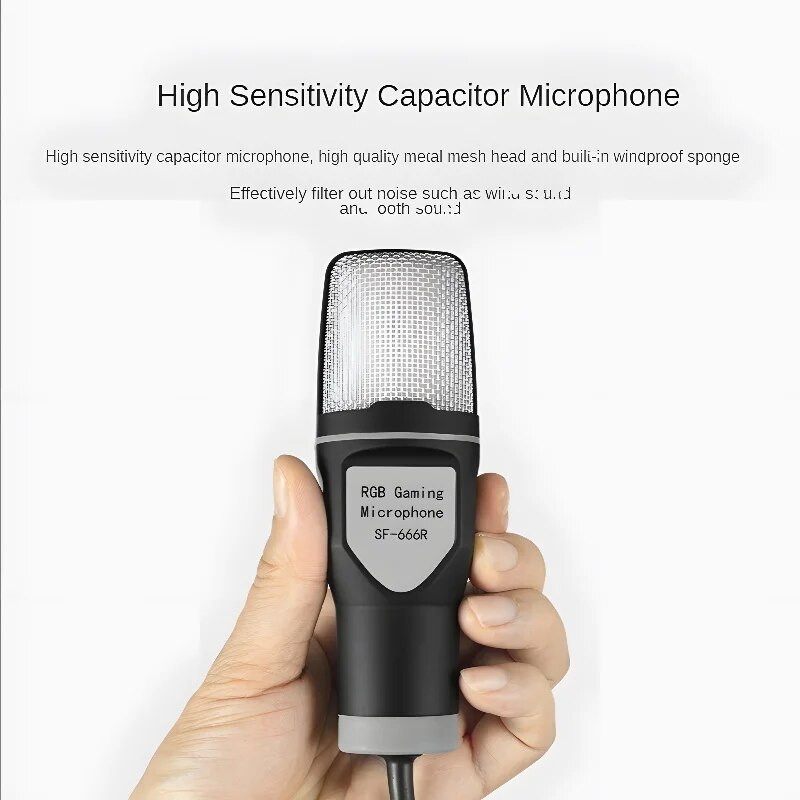 Lēts RGB 3,5 mm USB ierakstīšanas mikrofona komplekts ar triecienizturīgu statīvu klēpjdatora galddatora vadu datoru spēļu mikrofons datora mobilajam tālrunim