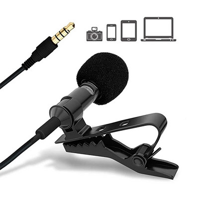 Мини преносим петличен микрофон 3,5 мм кабел за свободни ръце Всепосочен микрофон за компютър, лаптоп, мобилен телефон