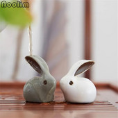 Keramikinė triušio arbata Naminiai papuošalai Kinų liaudies menas Rankų darbo porcelianiniai amatai Smulkių gyvūnų figūrėlės Namų dekoravimas