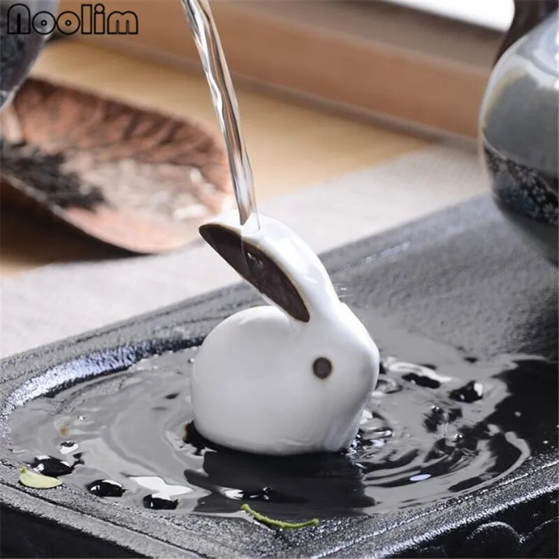 Keramikinė triušio arbata Naminiai papuošalai Kinų liaudies menas Rankų darbo porcelianiniai amatai Smulkių gyvūnų figūrėlės Namų dekoravimas