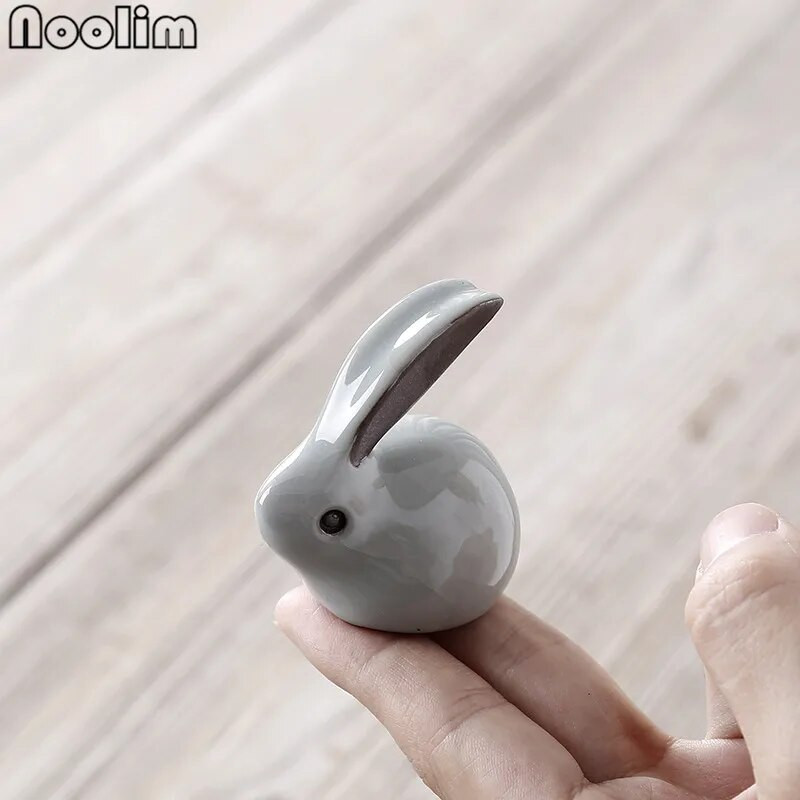 Keramikinė triušio arbata Naminiai papuošalai Kinų liaudies menas Rankų darbo porcelianiniai amatai Smulkių gyvūnų figūrėlės Namų dekoravimas