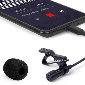 Μίνι φορητό μικρόφωνο πέτο Lavalier Type C για Samsung Huawei Xiaomi Lavalier Clip-on εγγραφής Microfono Type-C Microfone